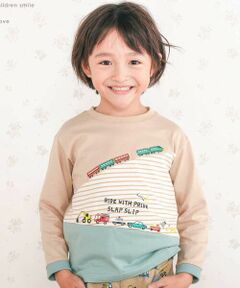 SLAP SLIP / スラップ スリップ Tシャツ | はたらくくるま電車ぐんぐんのぼるよ切り替えTシャツ(80~130cm)