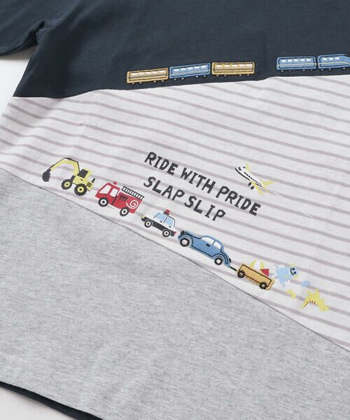 SLAP SLIP / スラップ スリップ Tシャツ | はたらくくるま電車ぐんぐんのぼるよ切り替えTシャツ(80~130cm) | 詳細5