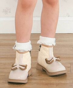 SLAP SLIP / スラップ スリップ ブーツ（ショート丈） | リボン付きキルティングバイカラーブーツ(14~17cm)