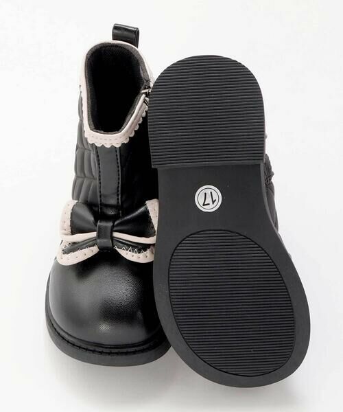 SLAP SLIP / スラップ スリップ ブーツ（ショート丈） | リボン付きキルティングバイカラーブーツ(14~17cm) | 詳細10