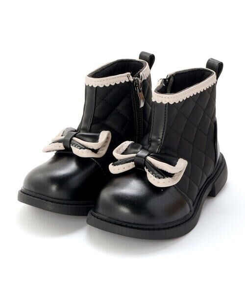 SLAP SLIP / スラップ スリップ ブーツ（ショート丈） | リボン付きキルティングバイカラーブーツ(14~17cm) | 詳細4