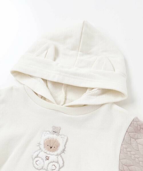 SLAP SLIP / スラップ スリップ ミニ丈・ひざ丈ワンピース | ウサギネコアニマルふわふわパッチ刺しゅう袖切り替えフーディーワンピース(80~130cm) | 詳細3