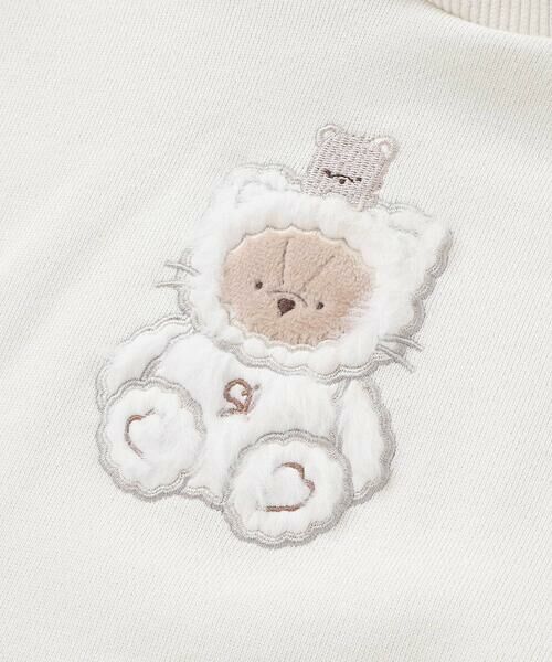 SLAP SLIP / スラップ スリップ ミニ丈・ひざ丈ワンピース | ウサギネコアニマルふわふわパッチ刺しゅう袖切り替えフーディーワンピース(80~130cm) | 詳細4