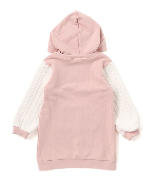 SLAP SLIP / スラップ スリップ ミニ丈・ひざ丈ワンピース | ウサギネコアニマルふわふわパッチ刺しゅう袖切り替えフーディーワンピース(80~130cm) | 詳細13