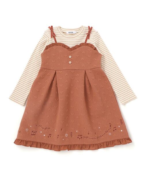 SLAP SLIP / スラップ スリップ ミニ丈・ひざ丈ワンピース | ハート音符刺しゅうポコポコキルトドッキングワンピース(80~130cm) | 詳細6