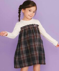 SLAP SLIP / スラップ スリップ ミニ丈・ひざ丈ワンピース | 【お揃い】ケーブルチェック切り替えスモッキングワンピース(80~130cm)
