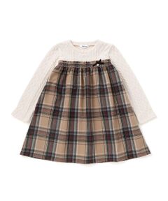 SLAP SLIP / スラップ スリップ ミニ丈・ひざ丈ワンピース | 【お揃い】ケーブルチェック切り替えスモッキングワンピース(80~130cm)