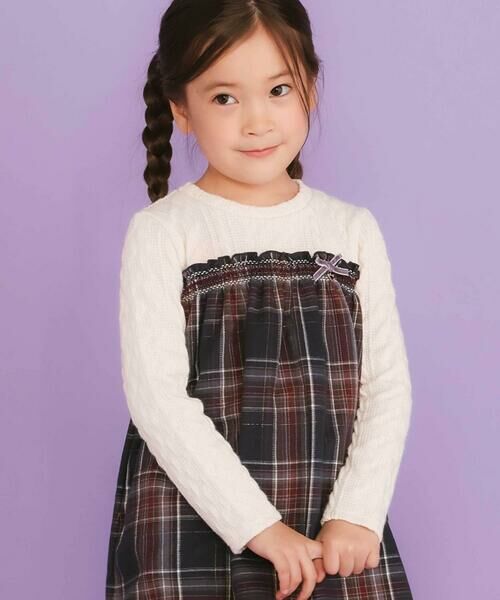 SLAP SLIP / スラップ スリップ ミニ丈・ひざ丈ワンピース | 【お揃い】ケーブルチェック切り替えスモッキングワンピース(80~130cm) | 詳細2