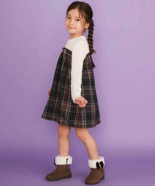 SLAP SLIP / スラップ スリップ ミニ丈・ひざ丈ワンピース | 【お揃い】ケーブルチェック切り替えスモッキングワンピース(80~130cm) | 詳細3