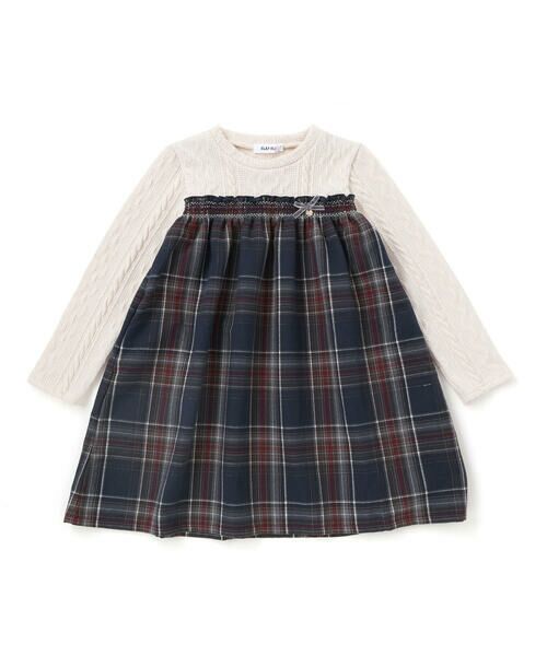 SLAP SLIP / スラップ スリップ ミニ丈・ひざ丈ワンピース | 【お揃い】ケーブルチェック切り替えスモッキングワンピース(80~130cm) | 詳細4
