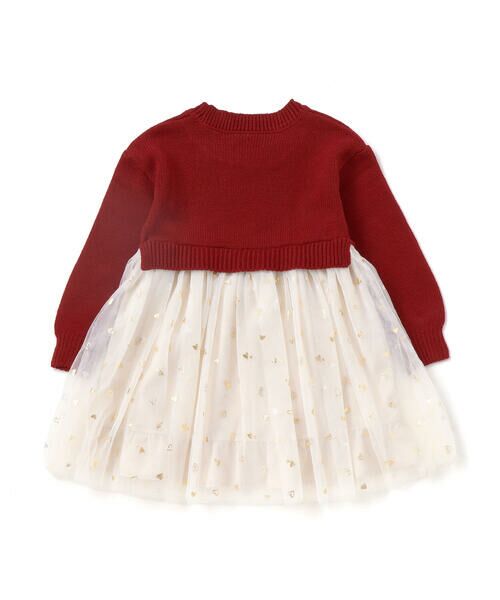 SLAP SLIP / スラップ スリップ ミニ丈・ひざ丈ワンピース | ニット×チュールハートたっぷり切替ワンピース(80~130cm) | 詳細2