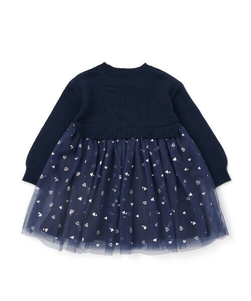 SLAP SLIP / スラップ スリップ ミニ丈・ひざ丈ワンピース | ニット×チュールハートたっぷり切替ワンピース(80~130cm) | 詳細8
