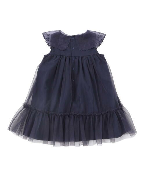 SLAP SLIP / スラップ スリップ ミニ丈・ひざ丈ワンピース | ハート音符刺しゅうオーガンジービッグカラーワンピース(80~130cm) | 詳細5