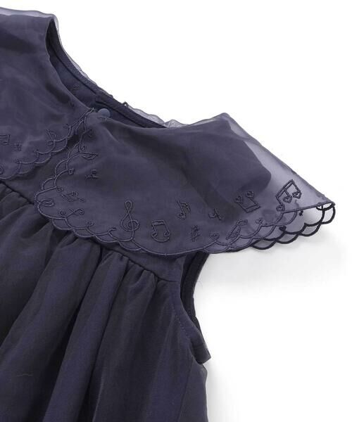 SLAP SLIP / スラップ スリップ ミニ丈・ひざ丈ワンピース | ハート音符刺しゅうオーガンジービッグカラーワンピース(80~130cm) | 詳細7