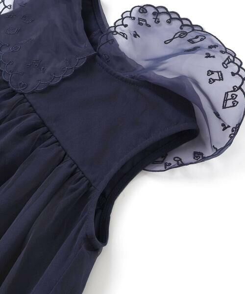 SLAP SLIP / スラップ スリップ ミニ丈・ひざ丈ワンピース | ハート音符刺しゅうオーガンジービッグカラーワンピース(80~130cm) | 詳細8