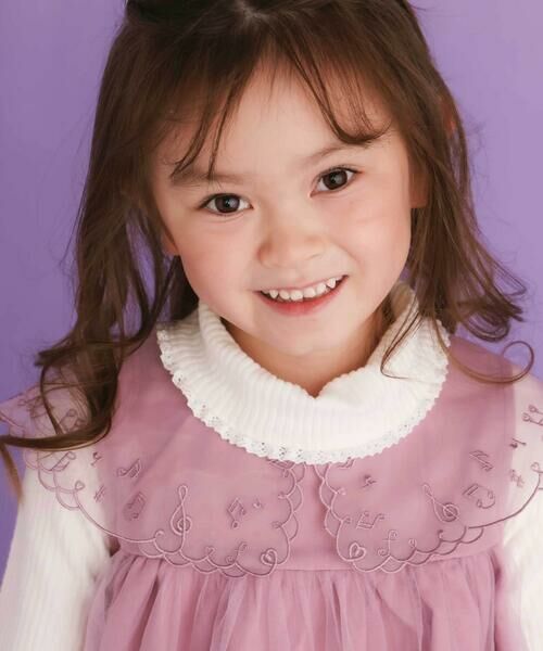 SLAP SLIP / スラップ スリップ ミニ丈・ひざ丈ワンピース | ハート音符刺しゅうオーガンジービッグカラーワンピース(80~130cm) | 詳細17