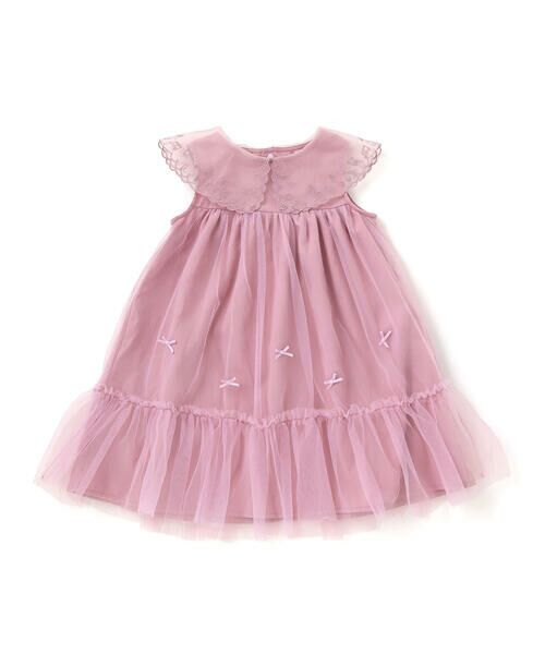 SLAP SLIP / スラップ スリップ ミニ丈・ひざ丈ワンピース | ハート音符刺しゅうオーガンジービッグカラーワンピース(80~130cm) | 詳細18