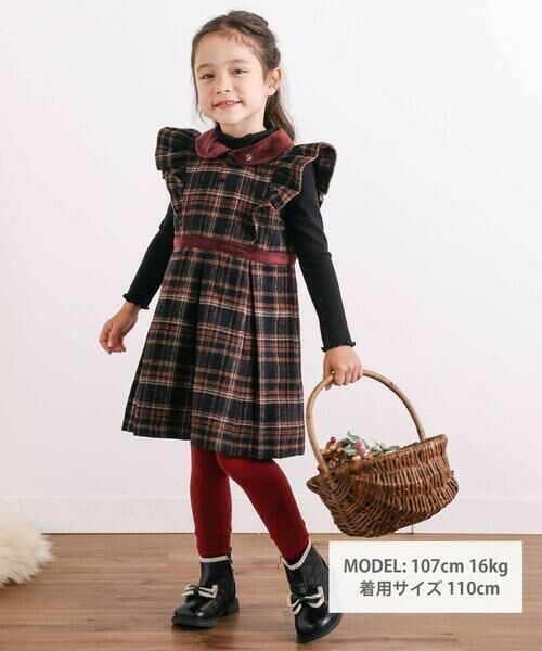 SLAP SLIP / スラップ スリップ ミニ丈・ひざ丈ワンピース | 【お揃い】襟付きタックスカートチェックジャンパースカート(90~130cm) | 詳細1