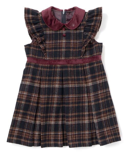 SLAP SLIP / スラップ スリップ ミニ丈・ひざ丈ワンピース | 【お揃い】襟付きタックスカートチェックジャンパースカート(90~130cm) | 詳細3