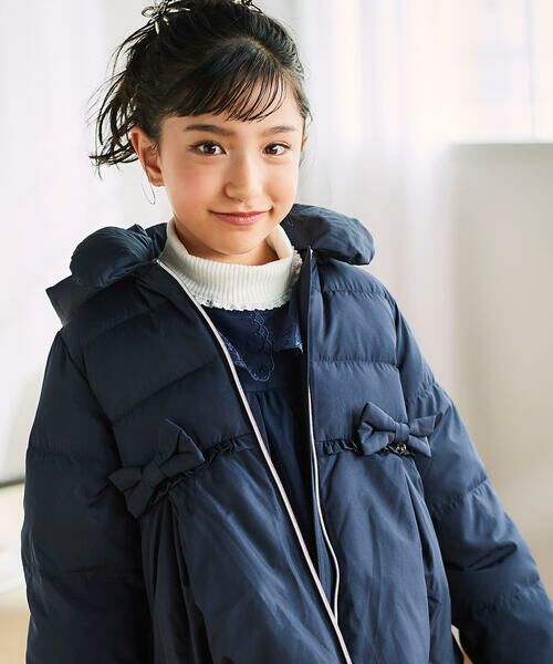 SLAP SLIP / スラップ スリップ ダウンジャケット・ベスト | フード付き腰リボンペプラムダウンコート(90~130cm) | 詳細2