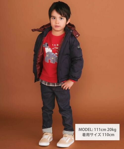 SLAP SLIP / スラップ スリップ ダウンジャケット・ベスト | フード付き表裏配色ダウンコート(90~130cm) | 詳細1