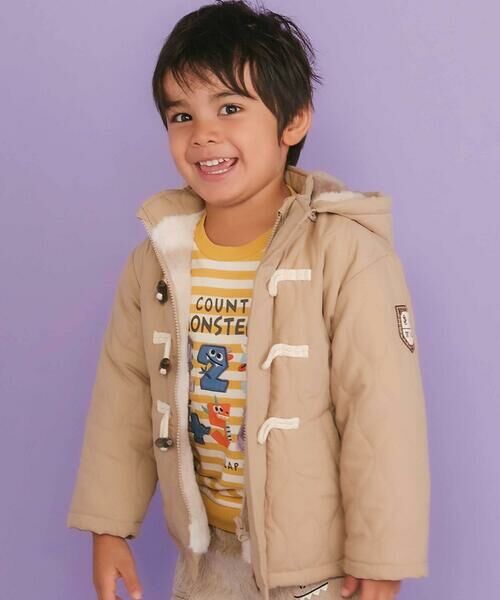 SLAP SLIP/スラップ スリップ キルトタフタ×チェックファーダッフルコート(80~130cm) ベージュ 120cm SLAP SLIP/スラップ スリップ キルトタフタ×チェックファーダッフルコート(80~130cm) ベージュ 120cm