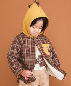 SLAP SLIP / スラップ スリップ ブルゾン | 【リバーシブル】ツンツン恐竜トサカフード付きチェックボアジャケット(80~130cm)