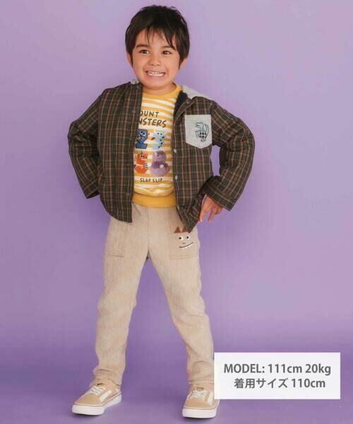 SLAP SLIP / スラップ スリップ ブルゾン | 【リバーシブル】ツンツン恐竜トサカフード付きチェックボアジャケット(80~130cm) | 詳細1