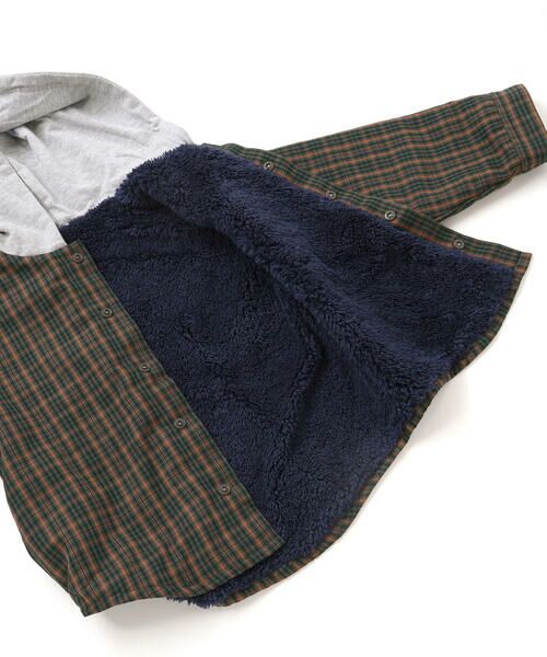 SLAP SLIP / スラップ スリップ ブルゾン | 【リバーシブル】ツンツン恐竜トサカフード付きチェックボアジャケット(80~130cm) | 詳細7