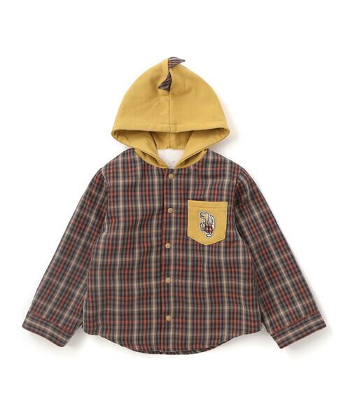 SLAP SLIP / スラップ スリップ ブルゾン | 【リバーシブル】ツンツン恐竜トサカフード付きチェックボアジャケット(80~130cm) | 詳細12