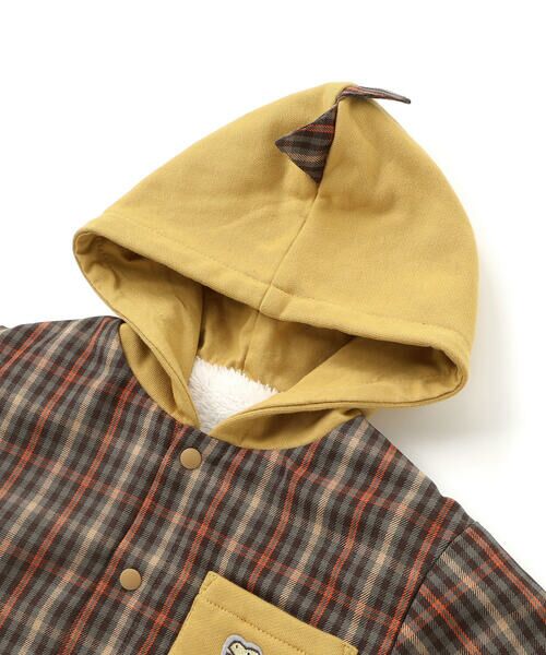 SLAP SLIP / スラップ スリップ ブルゾン | 【リバーシブル】ツンツン恐竜トサカフード付きチェックボアジャケット(80~130cm) | 詳細16