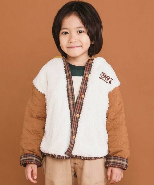 SLAP SLIP / スラップ スリップ ブルゾン | 【リバーシブル】ツンツン恐竜トサカフード付きチェックボアジャケット(80~130cm) | 詳細30