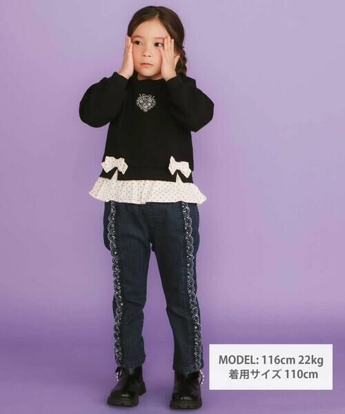 SLAP SLIP / スラップ スリップ スウェット | ハート柄コーデュロイ切り替えトレーナー(80~130cm) | 詳細1