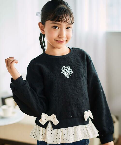 SLAP SLIP / スラップ スリップ スウェット | ハート柄コーデュロイ切り替えトレーナー(80~130cm) | 詳細3