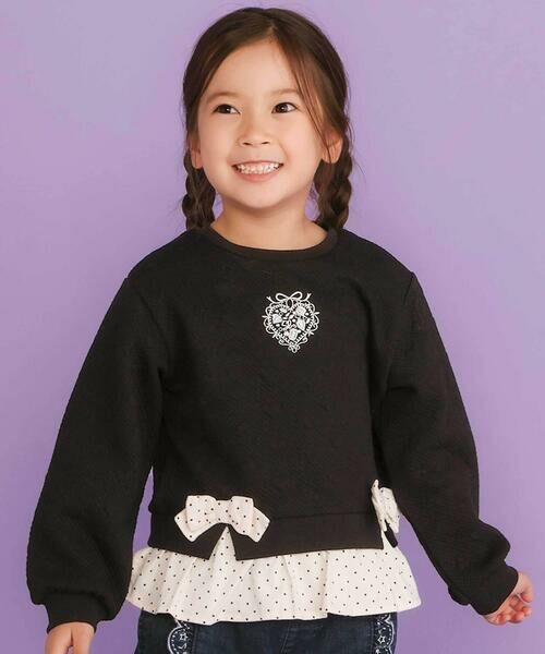 SLAP SLIP/スラップ スリップ ハート柄コーデュロイ切り替えトレーナー(80~130cm) ブラック 80cm SLAP SLIP/スラップ スリップ ハート柄コーデュロイ切り替えトレーナー(80~130cm) ブラック 80cm