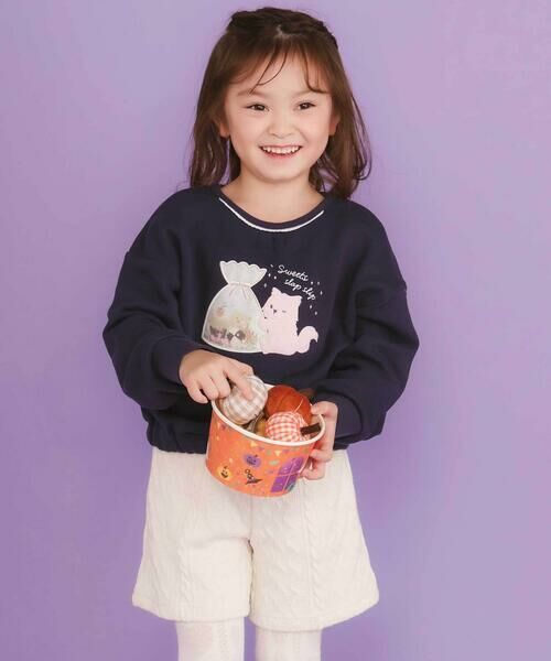 SLAP SLIP / スラップ スリップ スウェット | ネコクマイヌアニマルオーガンジーパッチモチーフトレーナー(80~130cm) | 詳細2