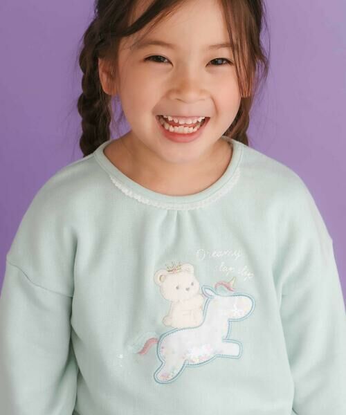 SLAP SLIP / スラップ スリップ スウェット | ネコクマイヌアニマルオーガンジーパッチモチーフトレーナー(80~130cm) | 詳細7