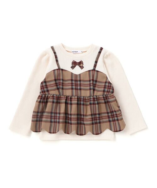 SLAP SLIP / スラップ スリップ スウェット | 【お揃い】チェック裾スカラップキャミソールドッキングトレーナー(80~130cm) | 詳細1