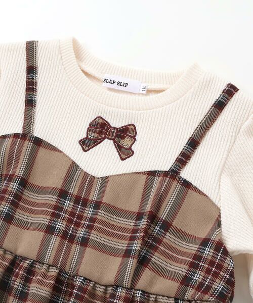 SLAP SLIP / スラップ スリップ スウェット | 【お揃い】チェック裾スカラップキャミソールドッキングトレーナー(80~130cm) | 詳細3