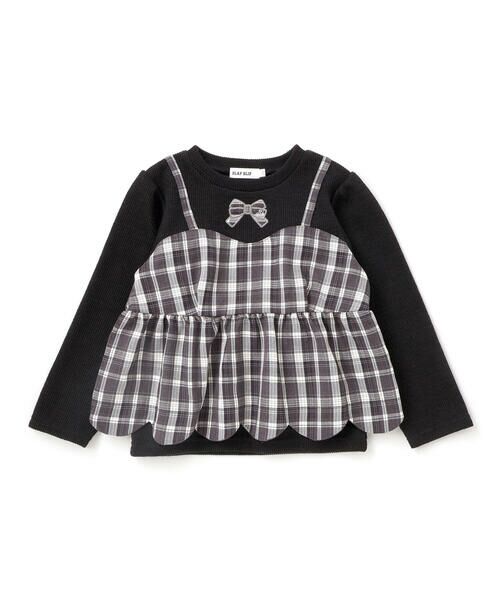 SLAP SLIP / スラップ スリップ スウェット | 【お揃い】チェック裾スカラップキャミソールドッキングトレーナー(80~130cm) | 詳細13