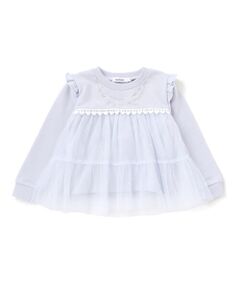 SLAP SLIP / スラップ スリップ スウェット | ネックレス風刺しゅうチュール切り替え肩フリルトレーナー(80~130cm)