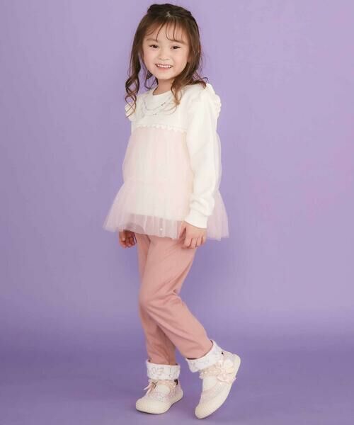 SLAP SLIP / スラップ スリップ スウェット | ネックレス風刺しゅうチュール切り替え肩フリルトレーナー(80~130cm) | 詳細2