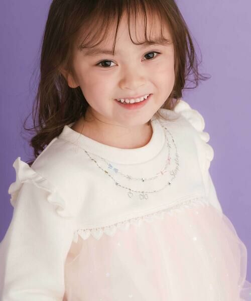 SLAP SLIP / スラップ スリップ スウェット | ネックレス風刺しゅうチュール切り替え肩フリルトレーナー(80~130cm) | 詳細3