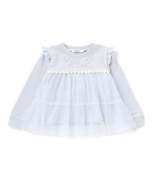 SLAP SLIP / スラップ スリップ スウェット | ネックレス風刺しゅうチュール切り替え肩フリルトレーナー(80~130cm) | 詳細13