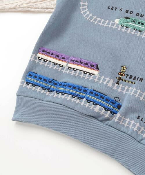 SLAP SLIP / スラップ スリップ スウェット | ガタゴト電車サガラ刺しゅう袖切り替えトレーナー(80~130cm) | 詳細8