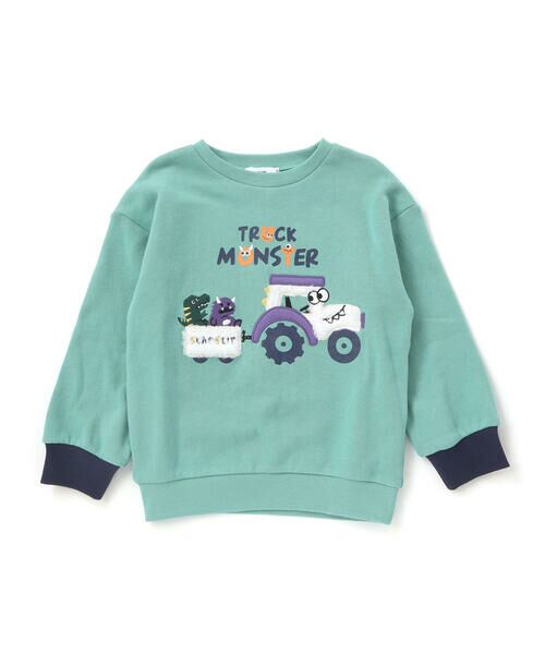 SLAP SLIP / スラップ スリップ スウェット | 無地ボーダーいろんな恐竜刺しゅうトレーナー(80~130cm) | 詳細1