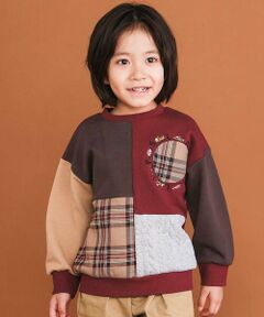 SLAP SLIP / スラップ スリップ スウェット | 【お揃い】はたらくくるままんまるポケットチェック切り替えトレーナー(80~130cm)