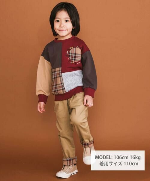 SLAP SLIP / スラップ スリップ スウェット | 【お揃い】はたらくくるままんまるポケットチェック切り替えトレーナー(80~130cm) | 詳細10