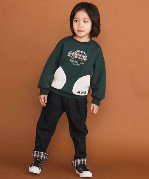 SLAP SLIP / スラップ スリップ スウェット | クマアニマル刺しゅうポケット付き長袖トレーナー(80~130cm) | 詳細1