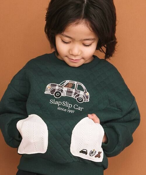 SLAP SLIP / スラップ スリップ スウェット | クマアニマル刺しゅうポケット付き長袖トレーナー(80~130cm) | 詳細2